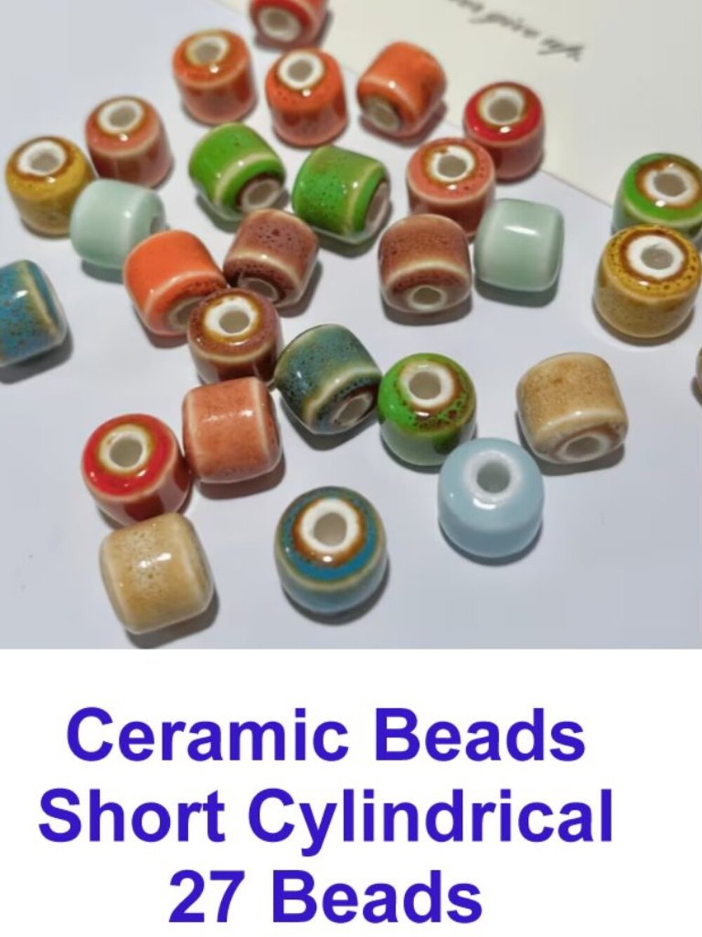 Ceramic Beads Short Cylindrical 27 Beads